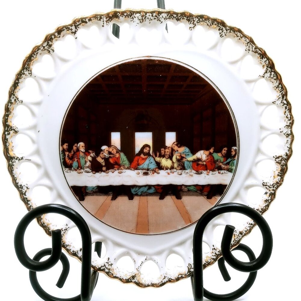 Vintage G&C Japan Last Supper Design Plate 7"Hand Painted Fine China Decor 1972